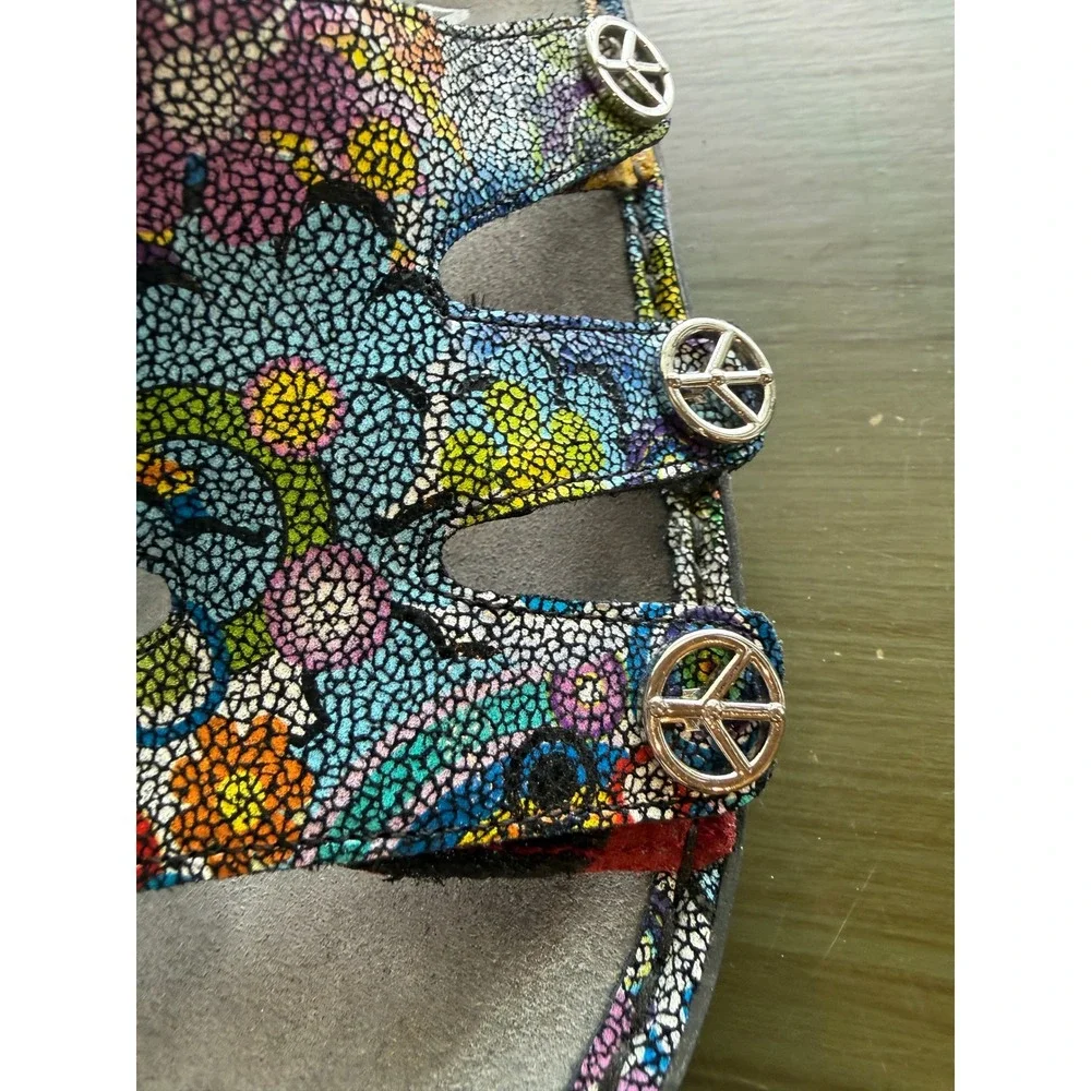Alegria Women's Sandals Size‎ 36 Multi Color Floral Peace Sign Hippie chic